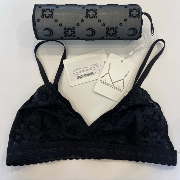 NWT Marine Serre Bralette SS23 Black Logos Size XS - Picture 7 of 12